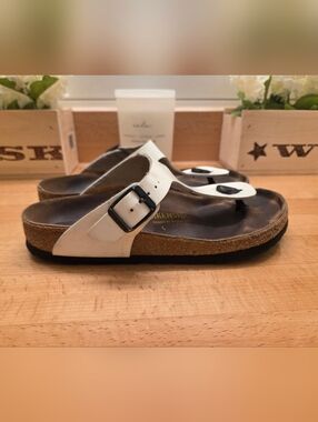 Birkenstock Gizeh Thong Sandals White Birko-Flor Womens Size EU 37